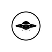 ufo, niet-geïdentificeerd vliegend objectpictogram vector in cirkellijn