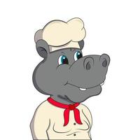 vectorillustratie van het nijlpaard van de kok geïsoleerd op een witte achtergrond vector