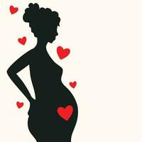 silhouet van zwangere vrouw omringd door liefde vector