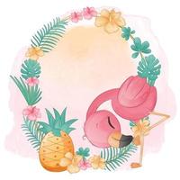 schattige kleine flamingo-illustratie vector