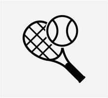 tennisbal en racket pictogram vector logo ontwerpsjabloon