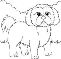 shih tzu hond kleurplaat voor kinderen vector