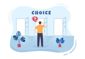 maak uw keuze of kies de juiste succeswegillustratie in verschillende richtingen van pijlen, ja of nee, deur met een vraagtekenconcept vector