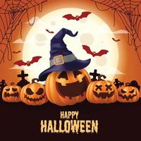 fijne Halloween. halloween vectorillustratie met halloween pompoenen en halloween elementen.