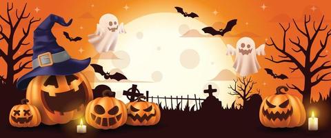 fijne Halloween. halloween vectorillustratie met halloween pompoenen en halloween elementen. vector