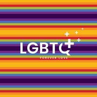 lgbt-vectorformaat en regenboogvlag met woord lgbtq plus voor posterontwerp vector