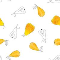 aquarel peer naadloze patroon op witte achtergrond. schattig doodle zomerfruit behang. moderne textuur vector design voor stof, kleding, covers, inpakpapier, scrapbooking, textiel.