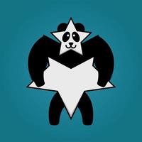 schattige ster panda mascotte van illustratie vector