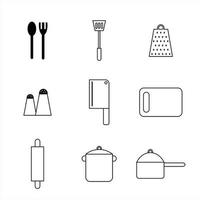 keuken lijn vector icon set