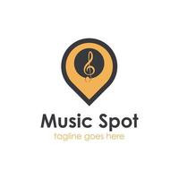 muziekspot logo-ontwerpsjabloon, met locatiepictogram, eenvoudig en uniek. perfect voor zaken, bedrijf, mobiel, app, etc. vector