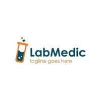 lab medic logo ontwerpsjabloon met glazen laboratorium, eenvoudig en uniek. perfect voor zaken, laboratorium, ziekenhuis, bedrijf, enz. vector