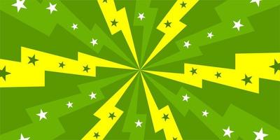 komische groene achtergrond met ster en donder vector