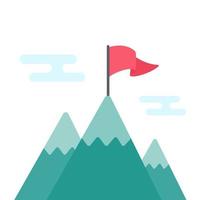 rode vlaggen geplaatst op hooggebergte ideeën voor het bereiken van zakelijke doelen vector