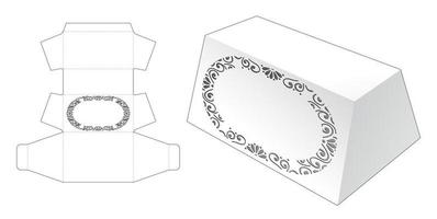 trapeziumvormige doos en stenciled mandala-venster gestanst sjabloon vector
