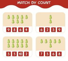 match door telling van cartoon chayote. match en tel spel. educatief spel voor kleuters en peuters vector