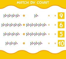 match door telling van cartoon string light. match en tel spel. educatief spel voor kleuters en peuters vector