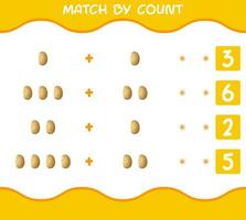 match door telling van cartoonaardappel. match en tel spel. educatief spel voor kleuters en peuters vector