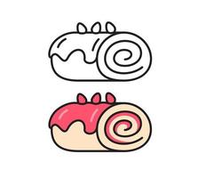 aardbei roll pictogram. vectorillustratie. vector