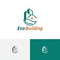 blad eco gebouw huis hotel flat appartement eenvoudig modern logo vector