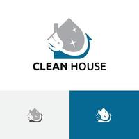 schone borstel bezem huis schoonmaak service negatieve ruimte logo vector