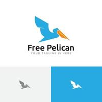 gratis pelikaan vogel vliegreis reizen logo symbool sjabloon vector