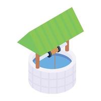 een retro waterput isometrisch pictogram downloaden vector