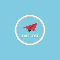 de rode papieren vliegtuig logo vrijheid pictogramstijl. vector