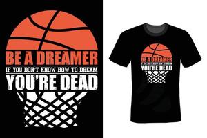 basketbal t-shirtontwerp, vintage, typografie vector