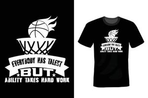 basketbal t-shirtontwerp, vintage, typografie vector