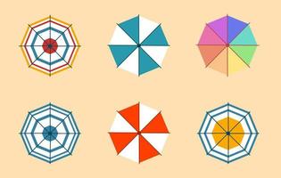 parasols voor op het strand. uitzicht van boven. vectorillustratie in een vlakke stijl vector