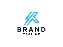 eerste letter k-logo. blauwe belettering kalligrafie stijl geïsoleerd op een witte achtergrond. bruikbaar voor bedrijfs-, beauty- en mode-logo's. platte vector logo-ontwerpsjabloon sjabloon.