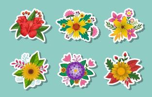 zomer bloemen sticker vector