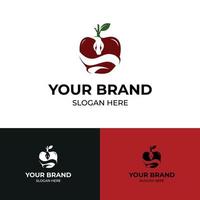 Apple-logo-ontwerp met slangillustratie voor bedrijfsidentiteit vector