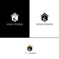 minimalistische huis interieur logo ontwerpsjabloon met stoel pictogram vector gratis