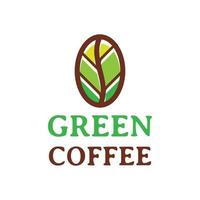het logo-ontwerp is voorzien van een koffieboon die eruitziet als een blad vector