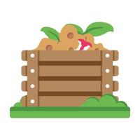 groenten en fruit in een mand die het platte pictogram van de oogst aangeeft vector