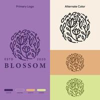abstracte mooie en elegante ronde bloem krans logo concept vector
