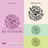 abstracte mooie en elegante ronde bloem krans logo concept vector