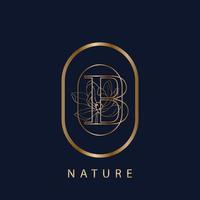 eerste logo letter b luxe stijl. vintage natuur bloemen bladeren concept logo ontwerpsjabloon vector