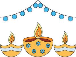 de viering van diwali met diya is onvolledig. vector