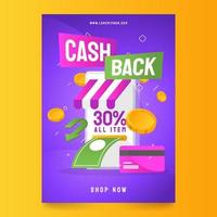 alleen winkel cashback promo poster sjabloon vector