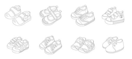 baby schoenen, kinderschoenen overzicht ornament set; vector