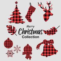 kerstcollectie versierd met stoffen kerst vector