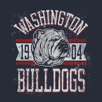 Washington Bulldogs t-shirt. Kan worden gebruikt voor t-shirt print, mok print, kussens, fashion print design, kinderkleding, baby shower, groet en ansichtkaart. t-shirt ontwerp vector