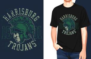 harrisburg 1801 trojans t shirt.can worden gebruikt voor t-shirt print, mok print, kussens, fashion print design, kinderkleding, baby shower, begroeting en ansichtkaart. t-shirt ontwerp vector