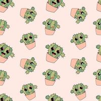 naadloos patroon met emoji's cactus fanny faces print vector