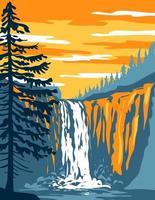 snoqualmie valt op snoqualmie rivier in snoqualmie en herfst stad Washington staat wpa poster kunst vector