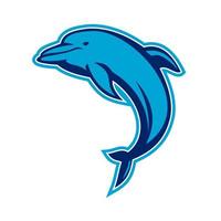 blauwe dolfijn die retro springt vector