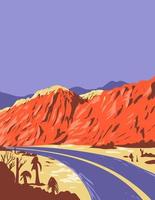 Red Rock Canyon National Conservation Area in de Mojave-woestijn Nevada usa wpa poster art vector