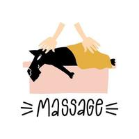 massagesalon voor dieren. huisdier spa salon concept. hand getekende vectorillustratie gemaakt in cartoon-stijl. vector